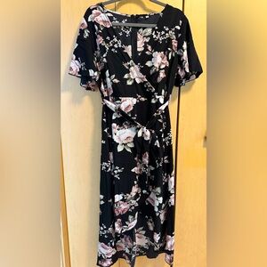 NWOT - Floral Wrap Front Hi-Low Hem Dress